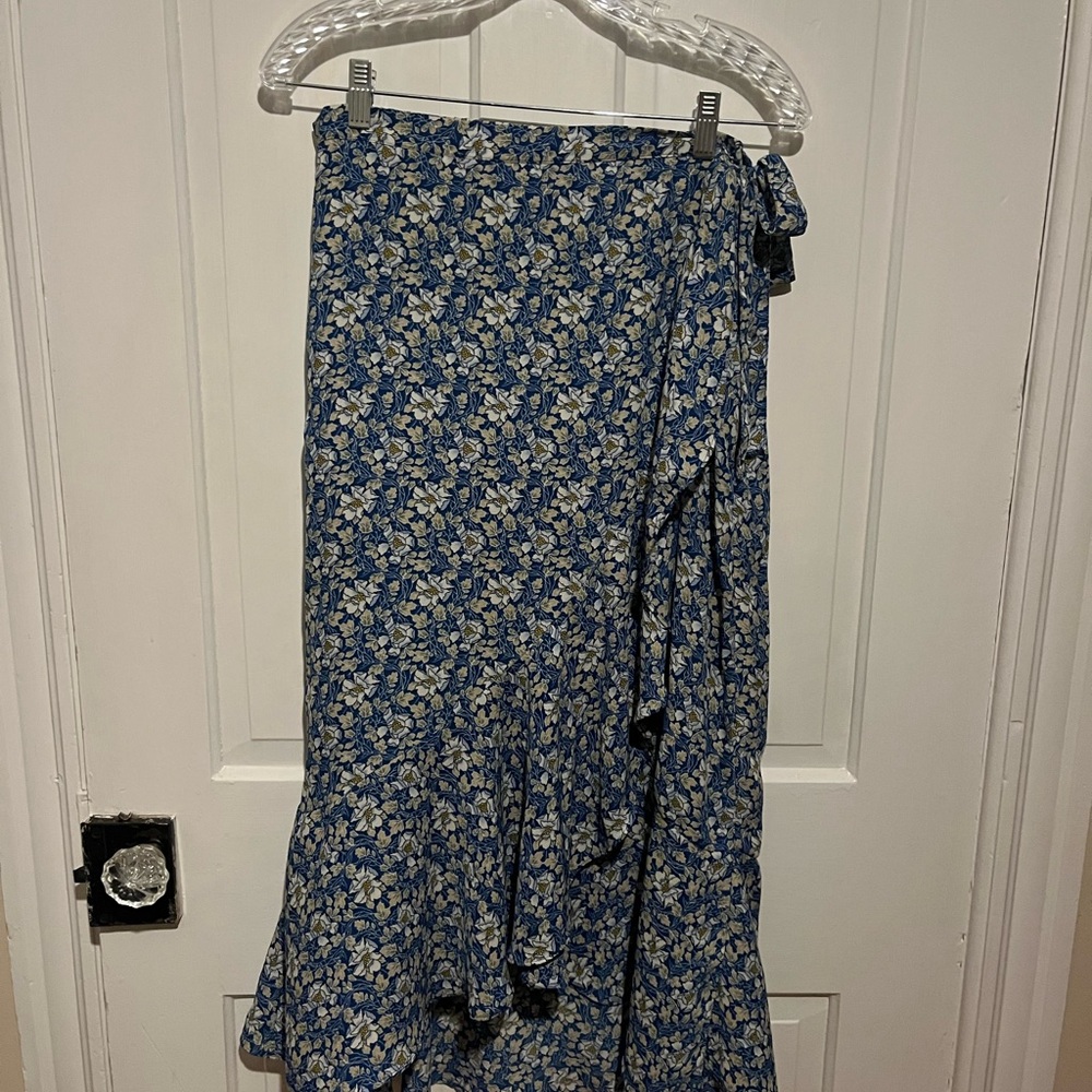 Floral Blue Wrap Skirt
